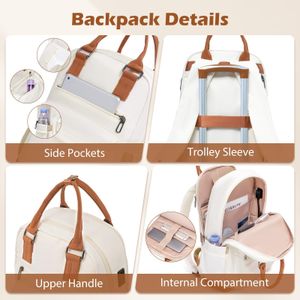 COOLIFE 5-Piece Luggage Set – Suitcases, Backpack & Toiletry Bag, White/Brown
