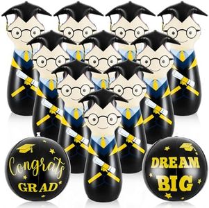 Shappy 12 Pcs 28 Inch Giant Graduation Inflatable Bowling Set Graduation Party Game for Kids Adults Family 10 Pins and 2 Balls for Graduation Party Supplies, Indoor Outdoor Party, Birthday Parties