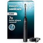 Philips Sonicare 5300 Electric Toothbrush, Sonic Toothbrush with 2 Intensity Levels, Pressure Alert, EasyStart, SmarTimer and BrushPacer, Black, Model HX7101/01 [New Technology]
