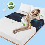 Grounding Sheet for Bed, Grounding Half Sheet Fits All Bed Sizes, Organic Cotton and Silver Fiber, Indoor Grounding Sheets for Full Body Balance & Wellness Support (24 x105inch) (Black)