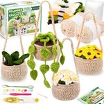 Karsspor Crochet Kit for Beginners - 4 PCS Hanging Potted Plants, Beginner Crochet Kit for Adults with Easy to Follow Tutorials, Complete Crochet Kit for Beginners Adults (Patent Product)