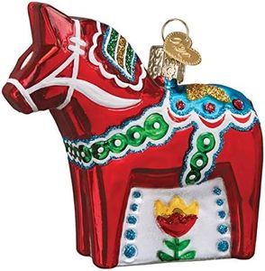 Old World Christmas Swedish Dala Horse Glass Blown Ornaments for Christmas Tree