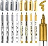 Whaline Metallic Marker Pens, 8 Pcs Permanent Markers Pen for Back to School, Card Making, Scrapbooking Crafts, Wedding Guest Book(Gold and Silver)