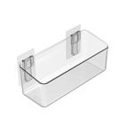 Amtido Bathroom Caddy Shelf | Self-Adhesive No Drilling | Wall-Mounted Shower Storage Organiser for Bathroom and Kitchen Organisation - Clear PET Plastic (Medium - Low - 26.3cm x 10.2cm x 10.7cm)