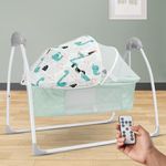 R for Rabbit Lullabies Plus Electric Baby Cradle Automatic Swing with Remote Control, Bluetooth, Soothing Music, Smart Timer & Mosquito Net for New Born Kids Age 0-2 Year Weight Upto 12 KG (Sea Green)