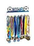 Custom Personalized Name Medal Holder Soccer Ball Sports Display Awards Wall Organizer Hanger Rack with Hooks for 60+ Medals, Ribbons, Sports 16'' Wide, Made To Order With Your Name On It
