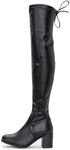 Women Over The Knee Boots Knee High Thigh High Boots Chunky Suede Above Stretch Long Fall Winter With Inner Zipper, Metallic-black, 7.5