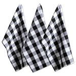 DII Buffalo Check Kitchen Collection, Classic Farmhouse Dishtowel Set, 20x30, Black & White, 3 Piece