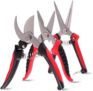 VASLON 3 Pack Garden Pruning Shears,Stainless Steel Garden Shears,Garden Scissors,Garden Clippers,Pruning Snips,Branch Cutters Tree Trimmer with Safety Lock and Shock-Absorbent Spring