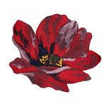 GARAAN - Machine Embroidered Applique, Embroidery Patch, Sew on Patches, DIY Projects, Poppy Flower Red(Pack of 3)