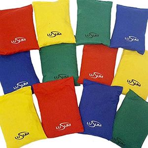 Lusum 12er Pack Sitzsäcke gefüllt mit original natürlichen Maiskernen und Frischhaltebeutel für Schulsport, Karnevalsspiele oder Sitzsack-Wurfspiel 12 Cornhole Sitzsäcke Sitzsäcke Kinder Wurfset