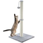 Dimaka 34 inch Tall Ultimate Cat Scratching Post, Claw Scratcher with Sisal Rope and Covered with Soft Smooth Plush, Vertical Scratch [Full Stretch], Modern Stable Design for Cats(Grey V2)