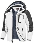 YSENTO Mens Waterproof Ski Winter Jacket Outdoor Warm Windproof Fleece Coats with Hood(White,M)