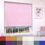 Straight Edge Dim-Out Roller Blind - Easy Fit Home Office - 90cm Width x 160cm Width Drop - Pink