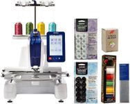 Brother Persona PRS100 Single Needle Embroidery Machine, 50-Piece Designio Thread Set, 20 Bobbins, 100-Piece 75/11 Embroidery Needles, Stabilizer Roll