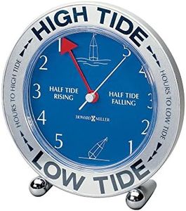 Howard Miller Tide Mate III Table Clock 645-527 – East Coast Atlantic Ocean, High & Low Tide, Silver-Tone Acrylic Case, Colorful Graphics, Quartz & Tide Movement