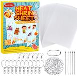 Auihiay 145 Pieces Heat Shrink Plastic Sheet Kit Include 20 PCS Shrink Film Papers with 125 PCS Keychains Accessories for Kids Creative Craft