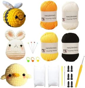 YWQZBHEMO 3 Pattern Crochet Kits - Crochet 3 Different Patterns Sets for Beginners/Experts - Rabbit, Chicken, Bee for Adult Starters, Kids, includes Enough Yarns, Hook, Accessories