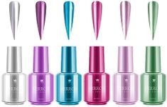 Metal Nail Polish Mirror Nail Varnish - Metal Mirror Effect Nail Polish Set - Long Lasting Quick Drying No UV Needed - Colorful Chrome Nail Art Polish Non-Peelable