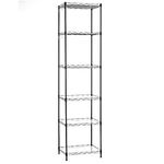 SONGMICS 6-Tier Wire Shelving Unit, With 6 Shelf Liners, 8 Hooks,Adjustable Shelves,15.7 x 11.4 x 63 Inches,for Kitchen,Pantry,Bathroom, Laundry,Black ULGR116B01