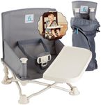 hiccapop OmniBoost Travel Booster Seat with Tray for Baby, Dining Table, Camping, Beach, Grandma’s | Folding Portable Tip-Free Design Straps to Kitchen Chairs