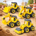Toyshine Take Apart Toy 4 Pack - DIY Construction Engineering Car Toy Set Kids STEM Sand Toys for Toddlers Age 3-5, Building Sandbox Toys Truck, Birthday Gifts for Boys 2 3 4 5 6 Year Old