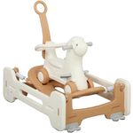 Qaba 5 in 1 Rocking Horse for Toddlers 1-6 Years, Alpaca-Shaped Baby Push Ride on Car for Toddlers w/Balance Board, Push Handle, 4 Wheels, Support to 66 lbs, HDPE Sliding Car