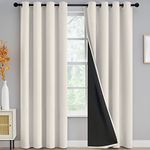 Yakamok 100% Blackout Curtains for Bedroom 96 Inch Length, Light Blocking Drapes with Black Backing, Thermal Insulated Solid Grommet Panels for Living Room, 52Wx96L, Cream, 2 Panels