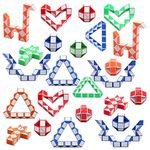 wohot Viccess 24 Pack Magic Snake Cube Mini Snake Speed Cube Toy 24 Wedges Twist Puzzle Toys Educational Toy for Kids, for Girls and Boys,Party Favours Party Bag Fillers(Random Color),23X1.3X1CM