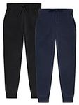 TEX2FIT 2-Pack Girls Joggers, Soft Fleece Sweatpants for Girls (2pcs Set) (Black/Navy, Medium (10-12yrs))