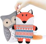 PixieCrush Microwavable Stuffed Animal - Set of 2, Orange Fox and Grey Owl, 7.9x11.4 inch- Knit Bedtime Stuffed Animals for Kids - Dual Hot & Cold - Heating Pack & Ice Pack