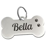 Cmart555 Stainless Steel Laser-Engraved Dog ID Tags (Silver Stainless Steel, Paw Prints)