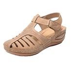 Platform Sandals Casual Summer Wedge Sandals Fisherman Gladiator Woven Flat Sandals Comfortable Closed Toe Ankle Strap Platform Sandals Hollow Out Vintage Shoes for Women Summer Everyday