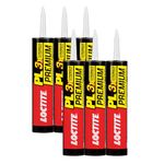 Loctite PL Premium Polyurethane Construction Adhesive, Versatile Construction Glue for Wood, Concrete, Stone, Metal & More- 10 fl oz, Cartridge, 6 Pack