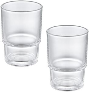 Bathroom Glass Tumbler Cup 2 Pack, Aomasi Transparent Rinsing Cup, Toothbrush & Toothpaste Holder & Drinking, Mouthwash Cup for Glassware