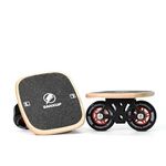 FreeSkates Portable Roller Road Drift Skates Plate, with Aluminum Alloy Deck Non-Slip, Board Split Skateboard with PU Wheels High-end Bearings(Black)