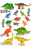 PRIME DEALS Set of 20 Dinosaur Toy for Kids Action Figure Animal Model Collection Learning & Educational Kids Gift Dragon Model Simulation 14 Dinosaur 4 Barricade 2 Tree - Mix Size.