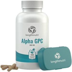 Alpha GPC Choline Supplement 300mg - 180 Vegetarian Capsules | Made in USA | Cognitive Enhancer Nootropic | Supports Memory & Brain Function | Boosts Focus & Mood | 300 mg Pure Powder Pills Complex