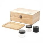 LITT Roll Stash Box Set - With Roll Tray, 2 Glass Storage Jars and Herb Grinder - The Ultimate Session box (Natural)