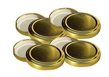 Pure Source India Metal Lug Cap Lid for Glass jar, 6 Pieces, 63 mm, Gold