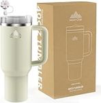 Mont-Clair 40oz Tumbler with Straw and Lid - Insulated Stainless Steel Travel Mug with Handle - Thermos Travel Mug for Hot & Cold Drinks - Cold or Hot for 10 hours - Iced for 48 hours - 1200ml - Cream