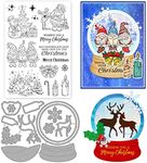 ORIGACH Christmas Clear Stamps and Cutting Dies Set, Christmas Gnome Silicone Stamps and Snow Globe Metal Die Cut for Holiday Cards Making, DIY Scrapbooking, Photo Album Decorative