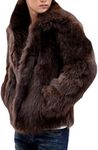 Colf Men's Winter Parka Coat Long Sleeve Turn Collar Faux Fur Coat Jacket Overcoat (Brown,Medium)
