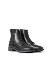 Horze Kilkenny Synthetic Leather Paddock Boots with Back Zip and Elastic Laces, Black, Adult and Junior, Black, 42 - 7.5 UK