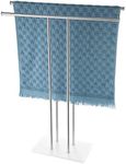 JQK Bath Towel Holder Stand Brushed, 30 Inch Free Standing Double Towel Rack Shelf for Bathroom Floor, Brushed Steel, BTH100L30-WN