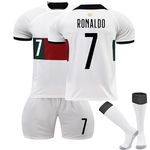 KARAZZO Kids Soccer Jersey #7 Boys Jersey Kit Football Suit Soccer Sportswear with Shorts and Socks for Boys and Girls (White, 26)