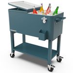 Permasteel 80-Qt Outdoor Patio Cooler with Removable Basin, Outside Beverage Cooler Cart, Rolling Cooler with Wheels and Handles, Teal Green