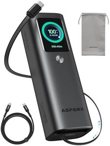 AsperX Laptop Power Bank, 20,000mAh 165W, Retractable Cables, Aluminum Alloy Unibody Portable Charger Power Bank, Battery Bank for MacBook Pro/Air/iPhone 16/iPad Pro/S25 Ultra/Dell/HP(Flight-Approved)