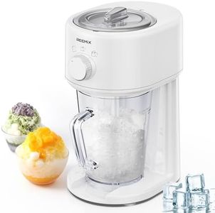 Reemix Shaved Ice Machine, Electric Ice Shaver and Snow Cone Machine with Large Capacity Storage, Portable Ice Crusher Ice Thickness Can be Adjusted (White)