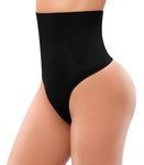 SIMIYA Shapewear Thong for Women, Seamless Tummy Control Knickers, Comfy Control Underwear Tummy Control Body Shaper,Black L